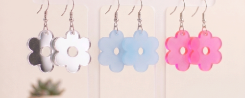 Earrings made out of different type of acrylics