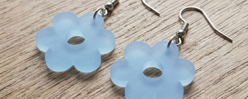 Acrylic earring made out of frosted acrylic material